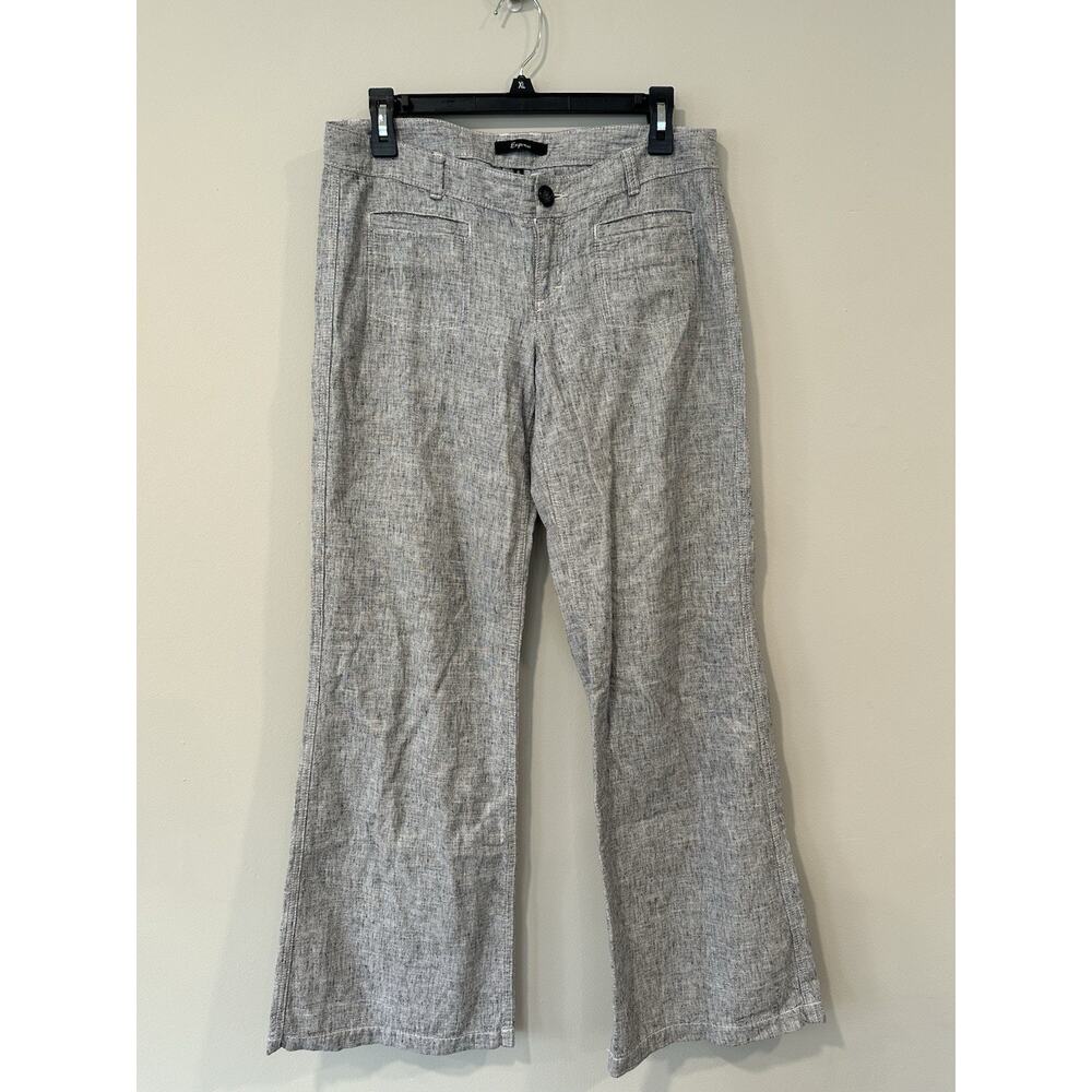 Y2k Express Women Linen Blend Mid Rise Boot Cut Pant Trouser Slack Size 6 2560